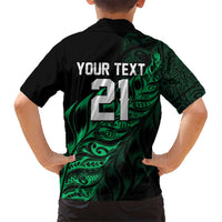 New Zealand Lawn Bowls Custom Kid Hawaiian Shirt Green Maori Warrior Tribal Silver Fern LT9 - Polynesian Pride