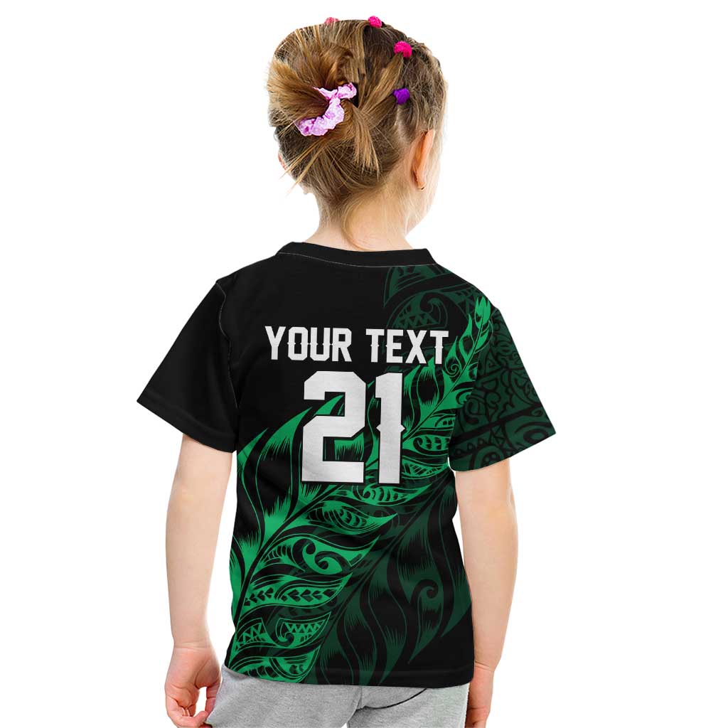 New Zealand Lawn Bowls Custom Kid T Shirt Green Maori Warrior Tribal Silver Fern - Polynesian Pride