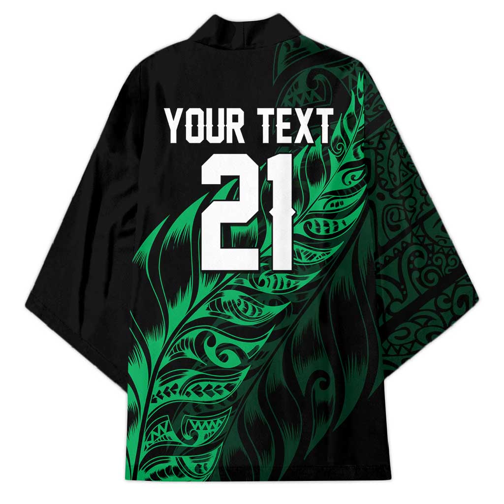 New Zealand Lawn Bowls Custom Kimono Green Maori Warrior Tribal Silver Fern - Polynesian Pride