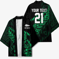 New Zealand Lawn Bowls Custom Kimono Green Maori Warrior Tribal Silver Fern - Polynesian Pride