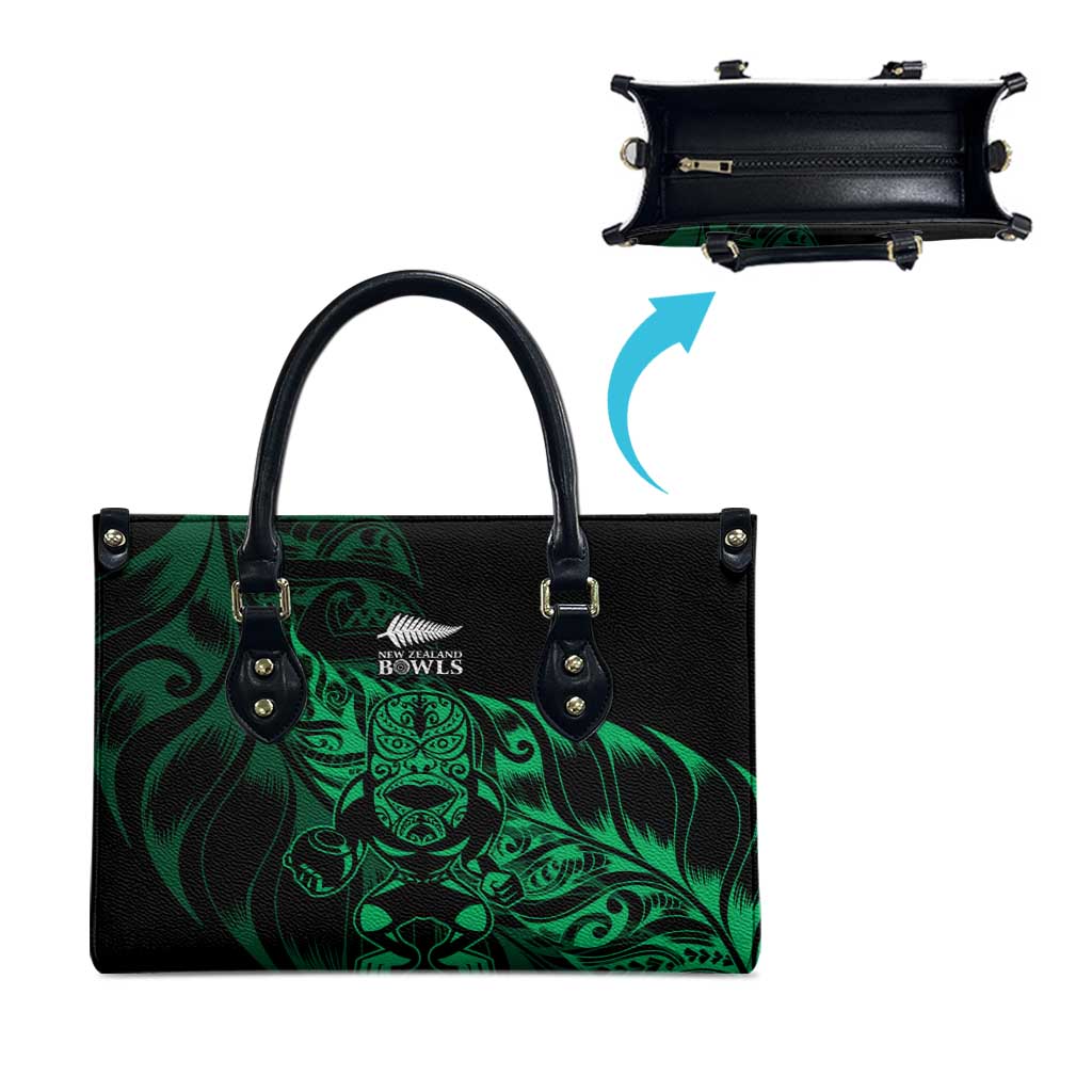 New Zealand Lawn Bowls Leather Bag Green Maori Warrior Tribal Silver Fern - Polynesian Pride