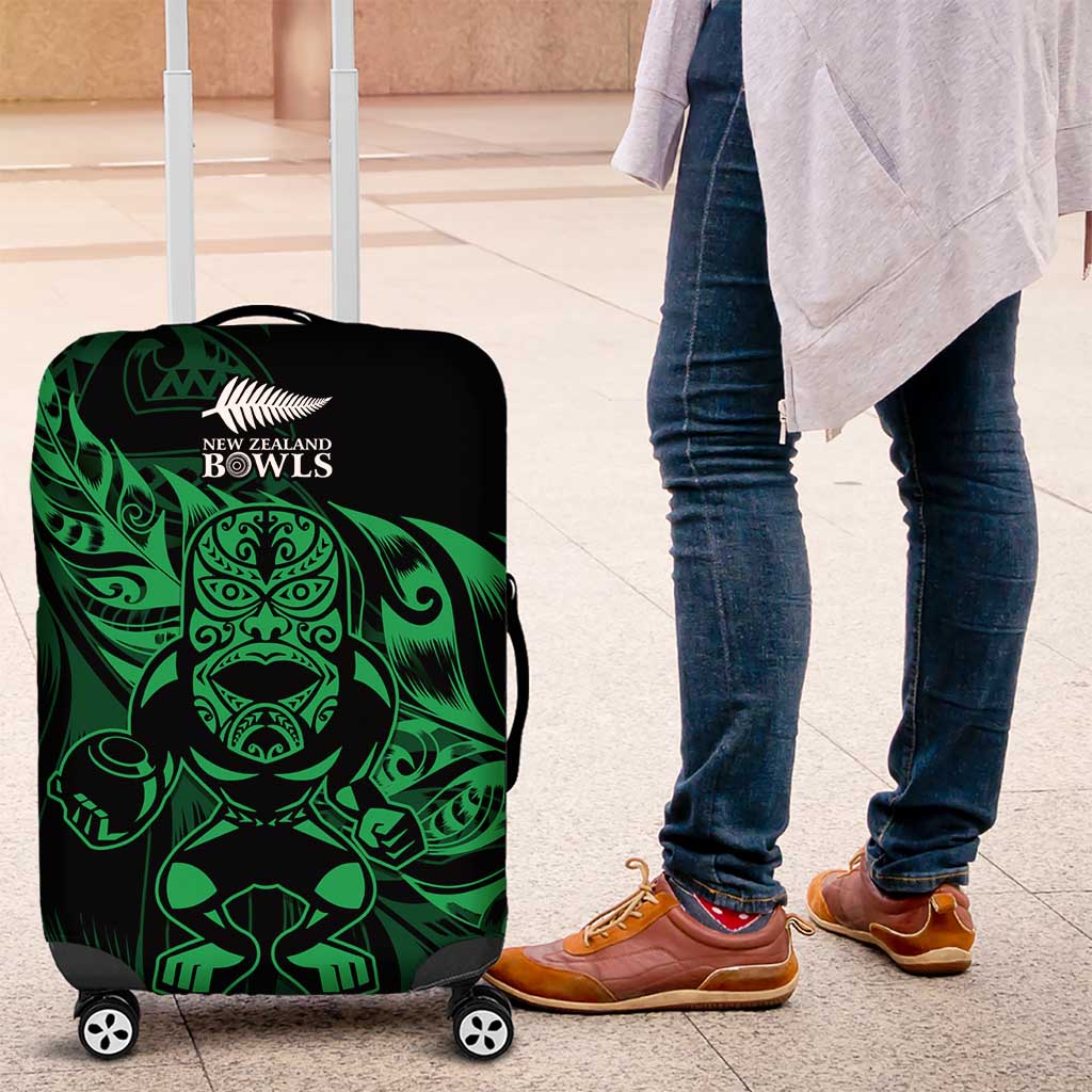 New Zealand Lawn Bowls Luggage Cover Green Maori Warrior Tribal Silver Fern LT9 Green - Polynesian Pride