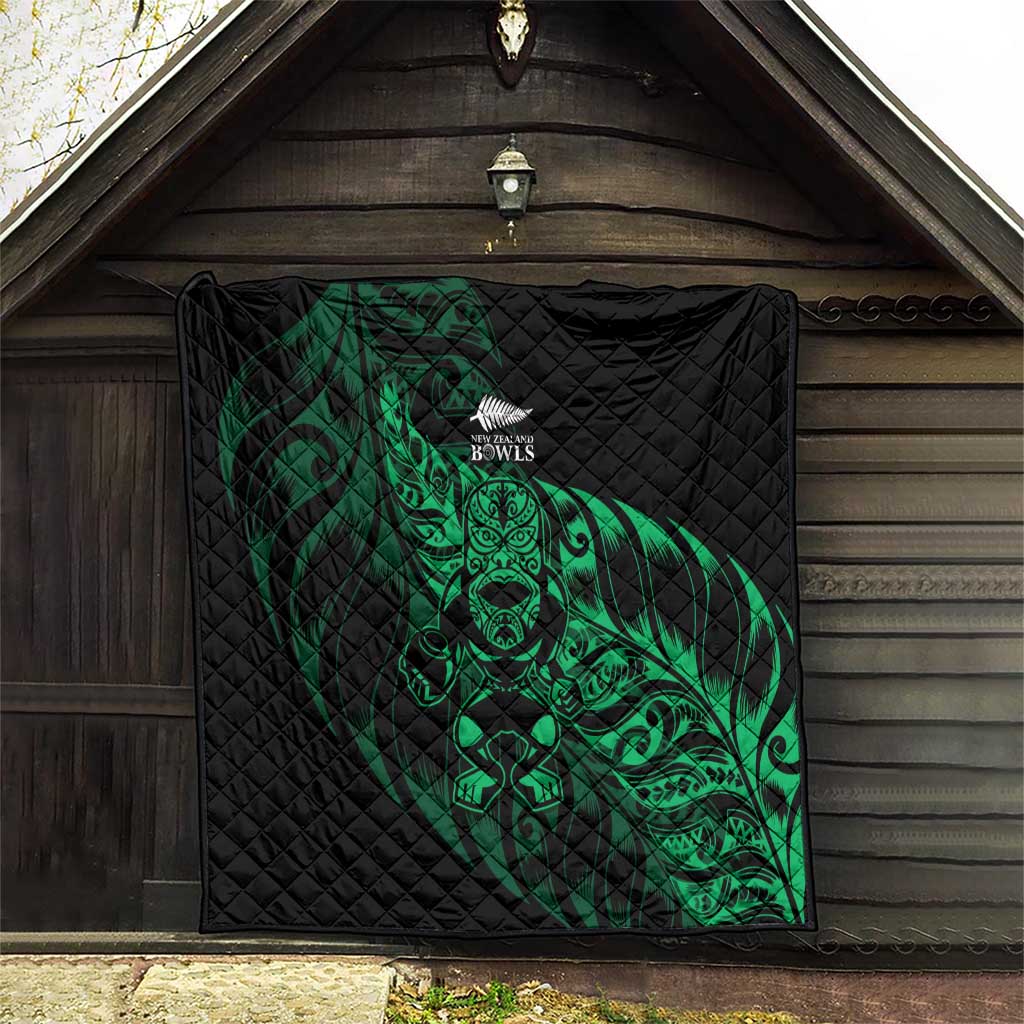 New Zealand Lawn Bowls Quilt Green Maori Warrior Tribal Silver Fern - Polynesian Pride