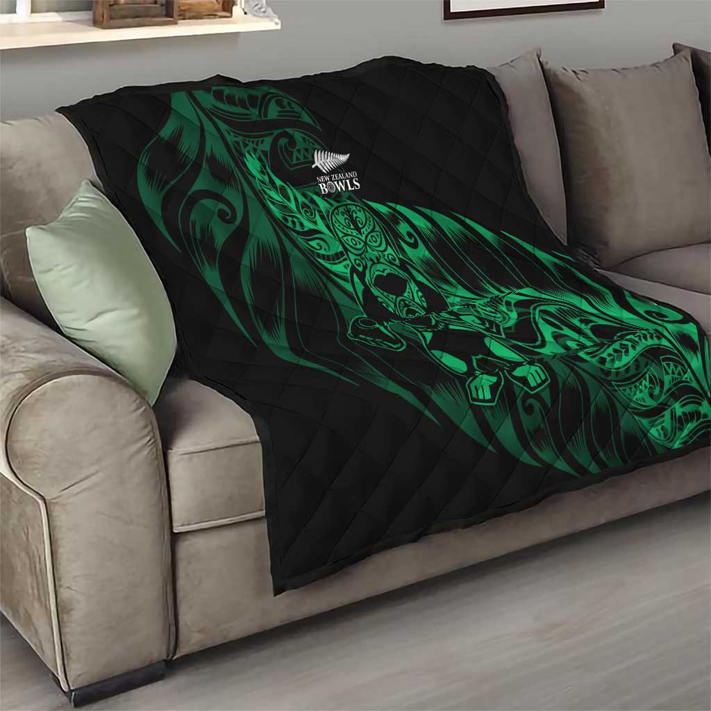 New Zealand Lawn Bowls Quilt Green Maori Warrior Tribal Silver Fern - Polynesian Pride