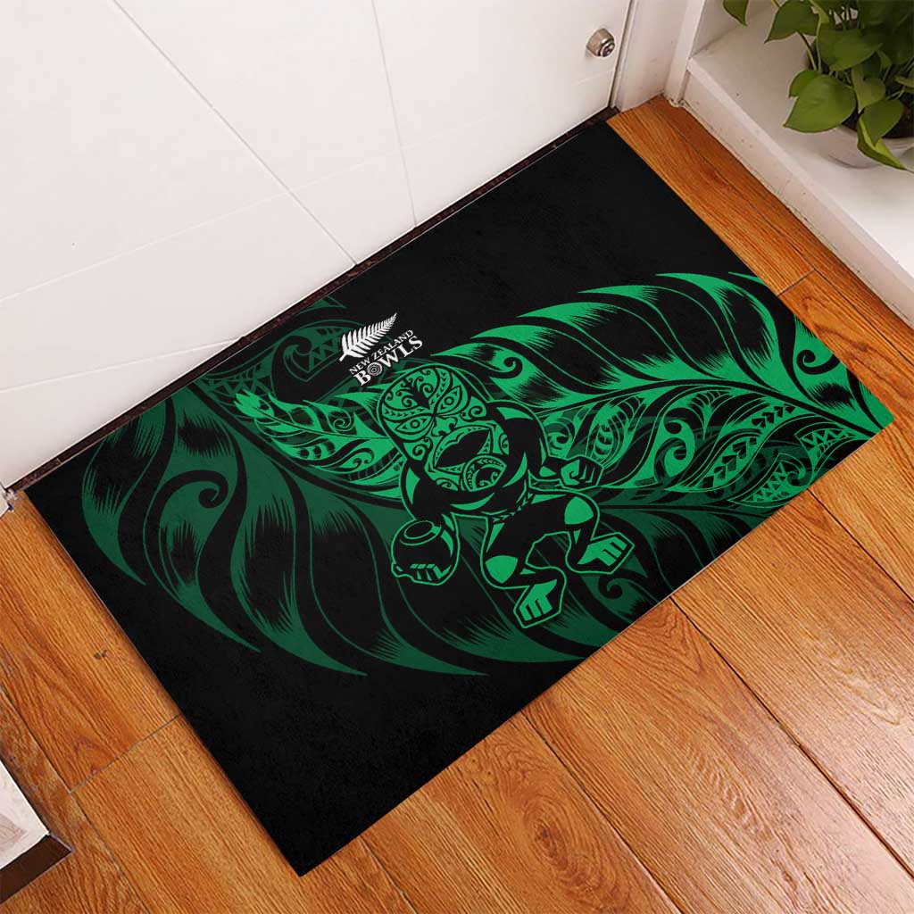 New Zealand Lawn Bowls Rubber Doormat Green Maori Warrior Tribal Silver Fern - Polynesian Pride