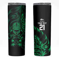 New Zealand Lawn Bowls Custom Skinny Tumbler Green Maori Warrior Tribal Silver Fern LT9 Green - Polynesian Pride