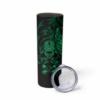 New Zealand Lawn Bowls Custom Skinny Tumbler Green Maori Warrior Tribal Silver Fern LT9 - Polynesian Pride