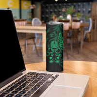 New Zealand Lawn Bowls Custom Skinny Tumbler Green Maori Warrior Tribal Silver Fern LT9 - Polynesian Pride