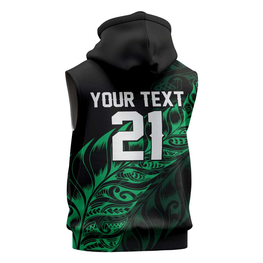 New Zealand Lawn Bowls Custom Sleeveless Zip Hoodie Green Maori Warrior Tribal Silver Fern LT9 - Polynesian Pride