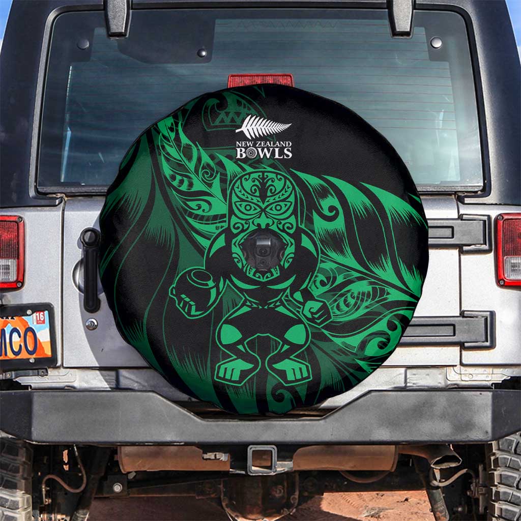 New Zealand Lawn Bowls Spare Tire Cover Green Maori Warrior Tribal Silver Fern LT9 Green - Polynesian Pride