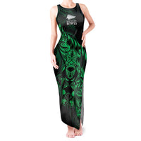 New Zealand Lawn Bowls Custom Tank Maxi Dress Green Maori Warrior Tribal Silver Fern LT9 Women Green - Polynesian Pride