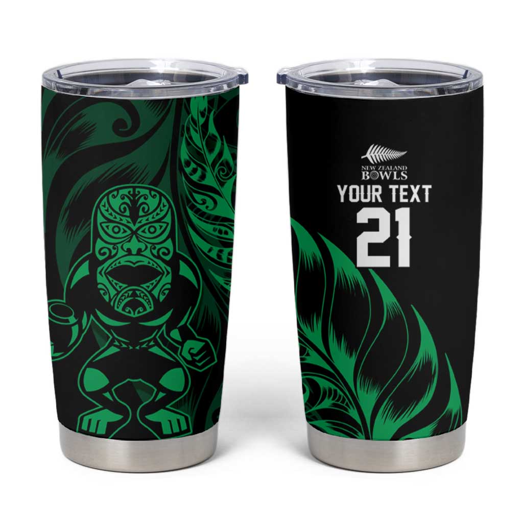 New Zealand Lawn Bowls Custom Tumbler Cup Green Maori Warrior Tribal Silver Fern LT9 Green - Polynesian Pride