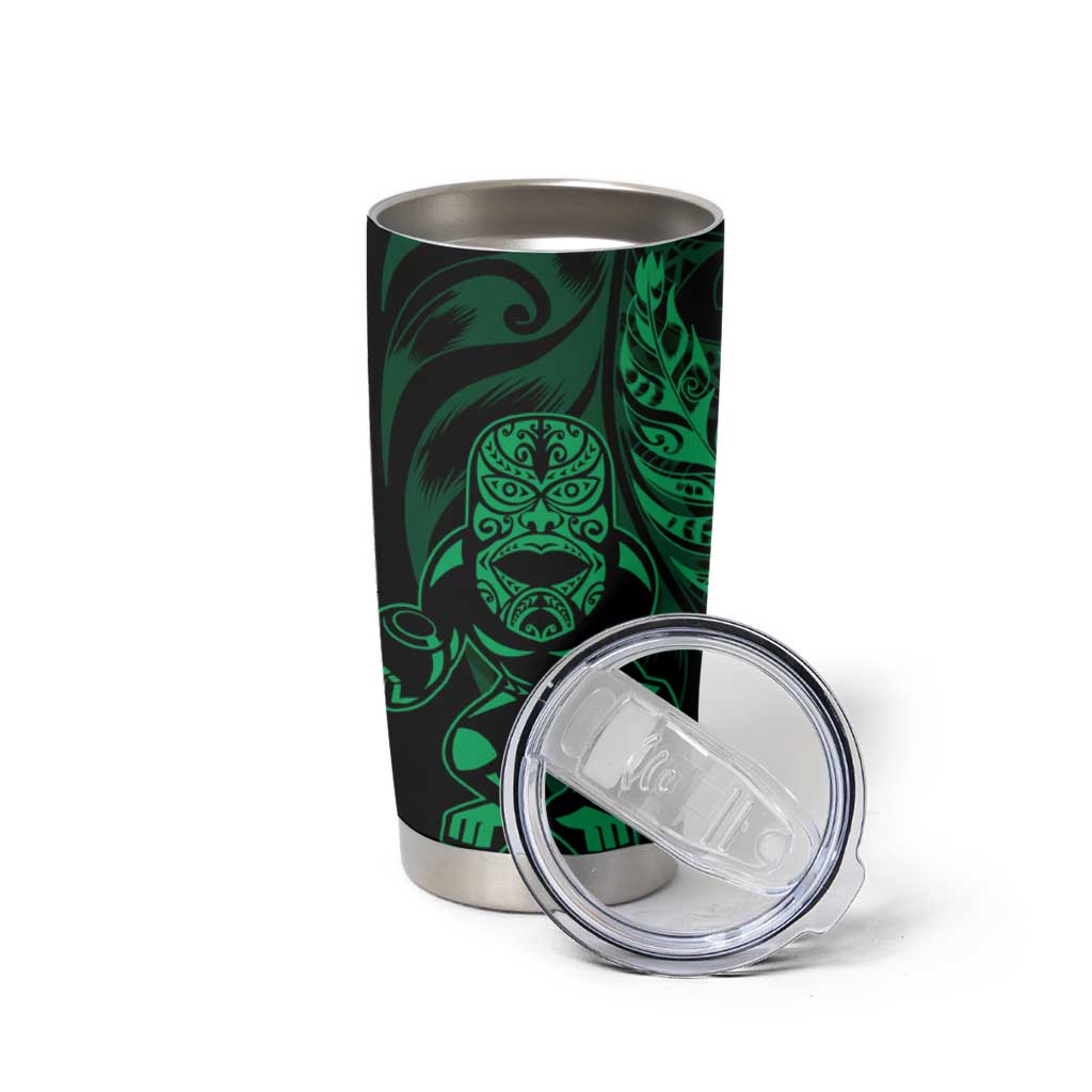 New Zealand Lawn Bowls Custom Tumbler Cup Green Maori Warrior Tribal Silver Fern LT9 - Polynesian Pride
