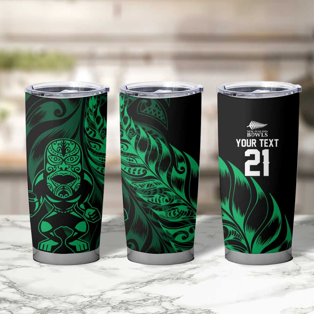 New Zealand Lawn Bowls Custom Tumbler Cup Green Maori Warrior Tribal Silver Fern LT9 - Polynesian Pride