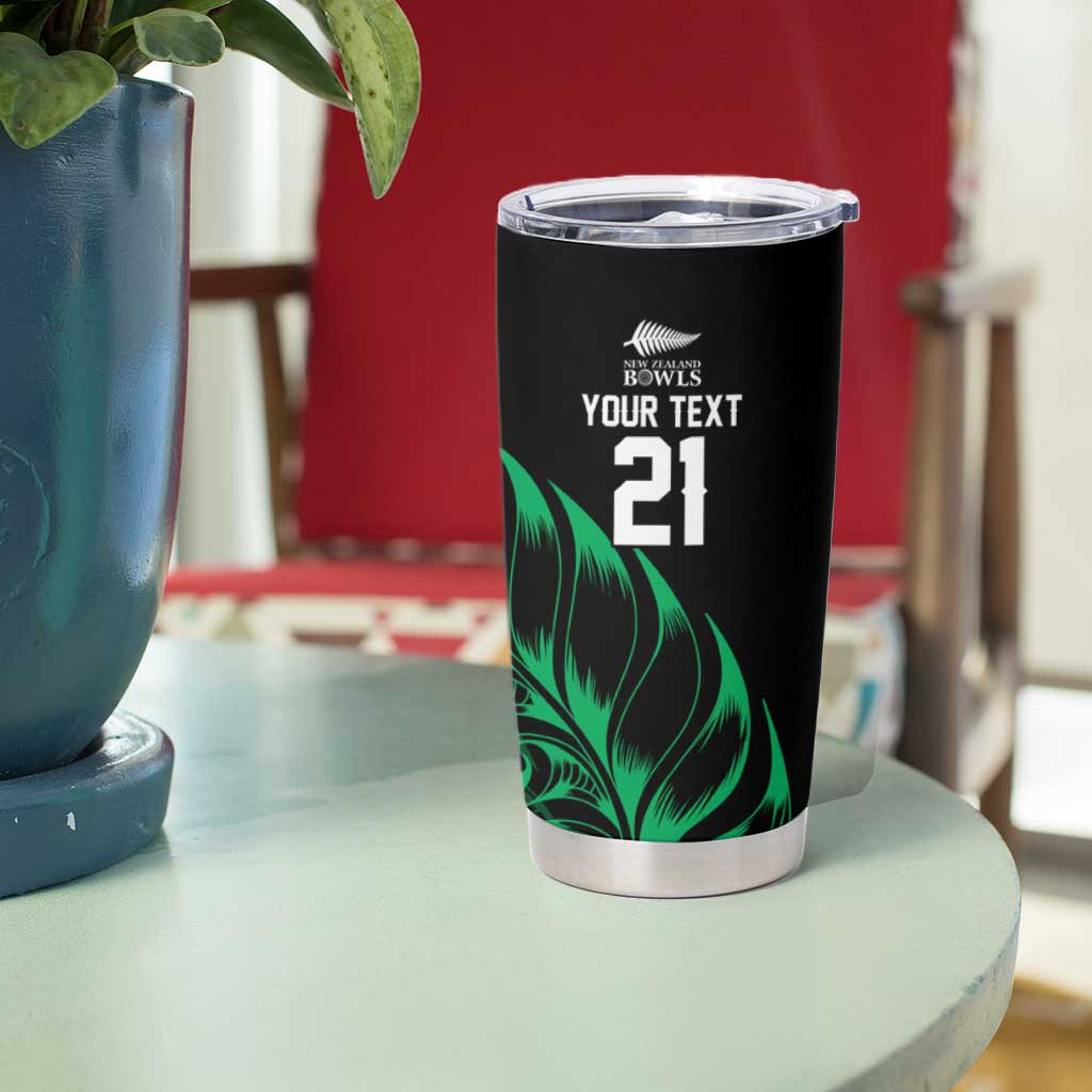 New Zealand Lawn Bowls Custom Tumbler Cup Green Maori Warrior Tribal Silver Fern LT9 - Polynesian Pride