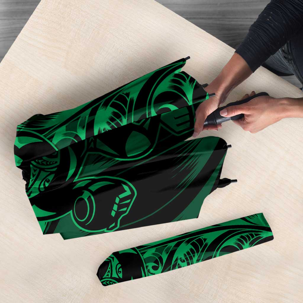 New Zealand Lawn Bowls Umbrella Green Maori Warrior Tribal Silver Fern - Polynesian Pride