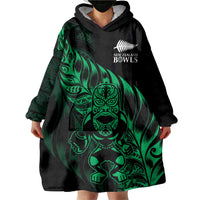New Zealand Lawn Bowls Custom Wearable Blanket Hoodie Green Maori Warrior Tribal Silver Fern LT9 - Polynesian Pride