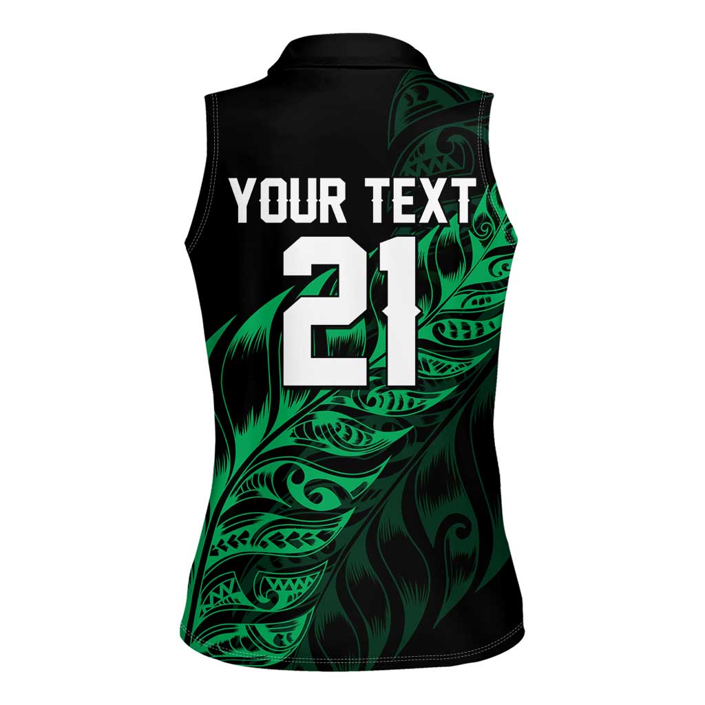 New Zealand Lawn Bowls Custom Women Sleeveless Polo Shirt Green Maori Warrior Tribal Silver Fern LT9 - Polynesian Pride