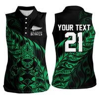 New Zealand Lawn Bowls Custom Women Sleeveless Polo Shirt Green Maori Warrior Tribal Silver Fern LT9 - Polynesian Pride