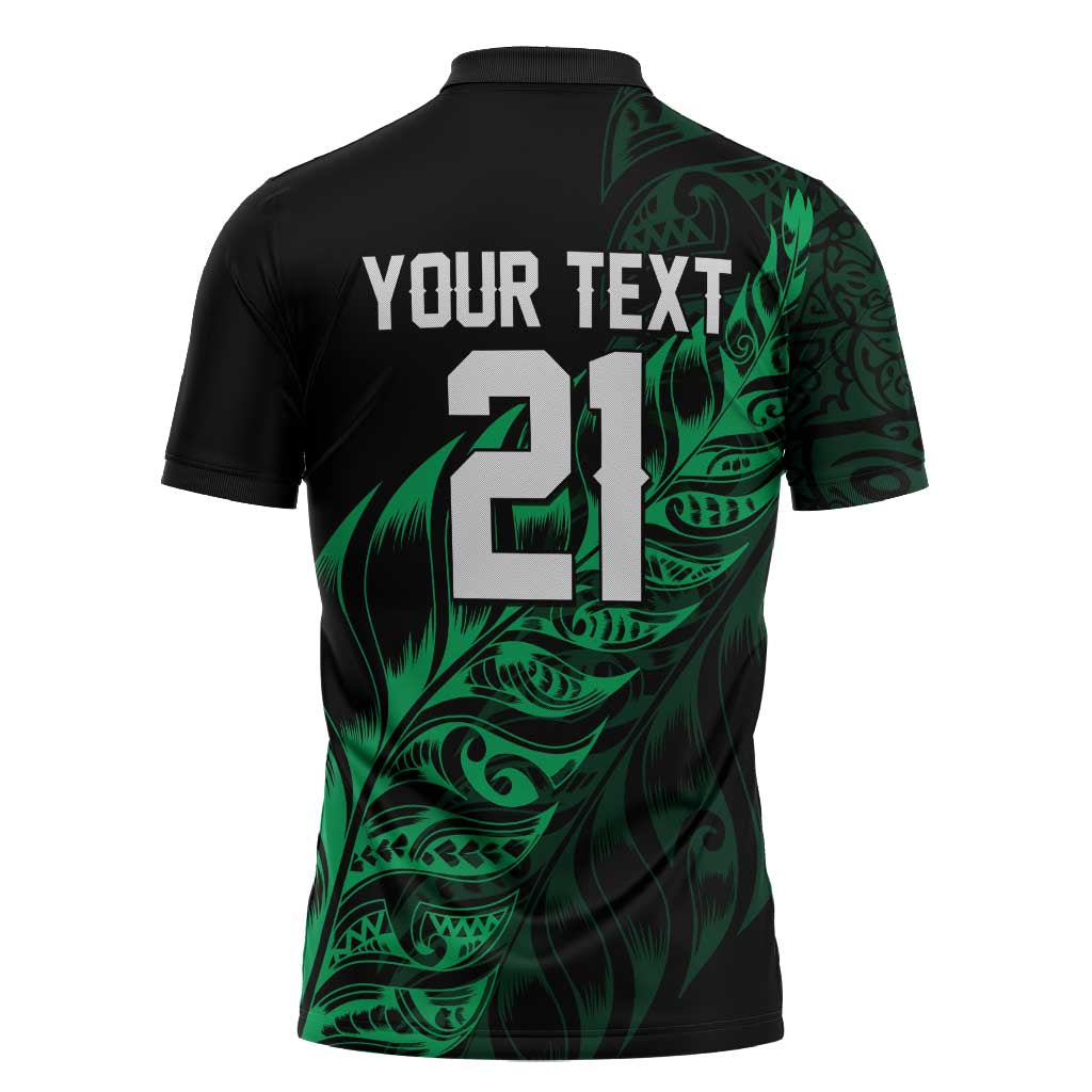 New Zealand Lawn Bowls Custom Zipper Polo Shirt Green Maori Warrior Tribal Silver Fern LT9 - Polynesian Pride