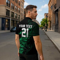 New Zealand Lawn Bowls Custom Zipper Polo Shirt Green Maori Warrior Tribal Silver Fern LT9 - Polynesian Pride