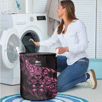 New Zealand Lawn Bowls Laundry Basket Pink Maori Warrior Tribal Silver Fern - Polynesian Pride