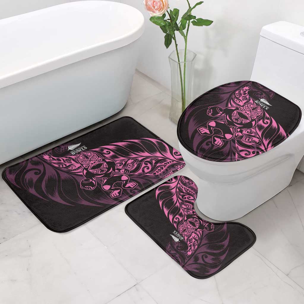 New Zealand Lawn Bowls Bathroom Set Pink Maori Warrior Tribal Silver Fern - Polynesian Pride