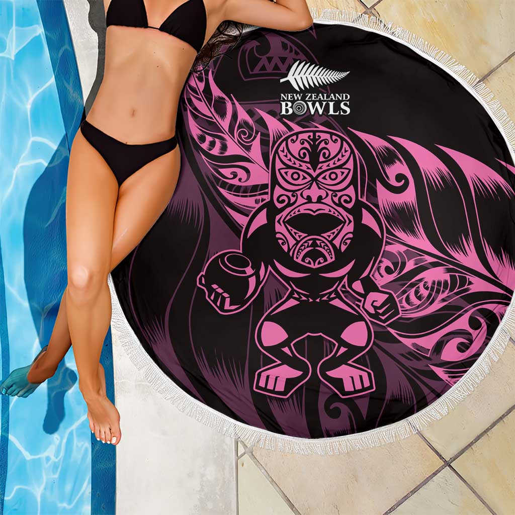 New Zealand Lawn Bowls Beach Blanket Pink Maori Warrior Tribal Silver Fern - Polynesian Pride
