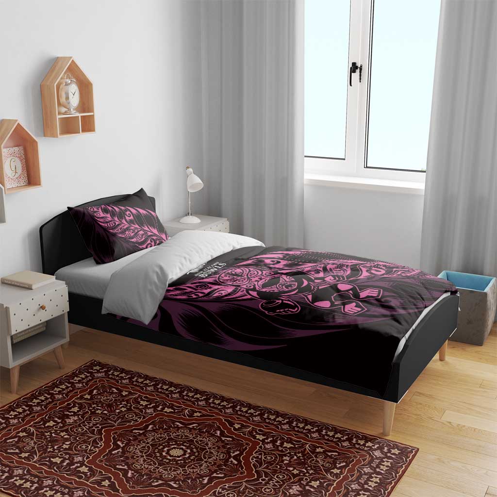 New Zealand Lawn Bowls Bedding Set Pink Maori Warrior Tribal Silver Fern - Polynesian Pride