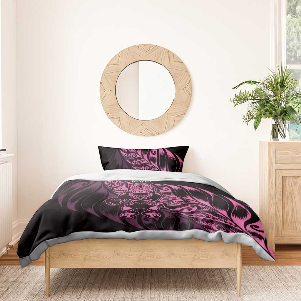 New Zealand Lawn Bowls Bedding Set Pink Maori Warrior Tribal Silver Fern - Polynesian Pride
