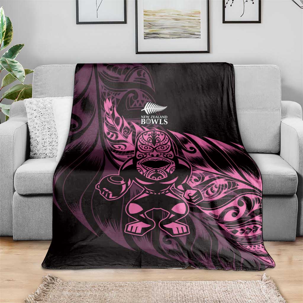New Zealand Lawn Bowls Blanket Pink Maori Warrior Tribal Silver Fern LT9 - Polynesian Pride