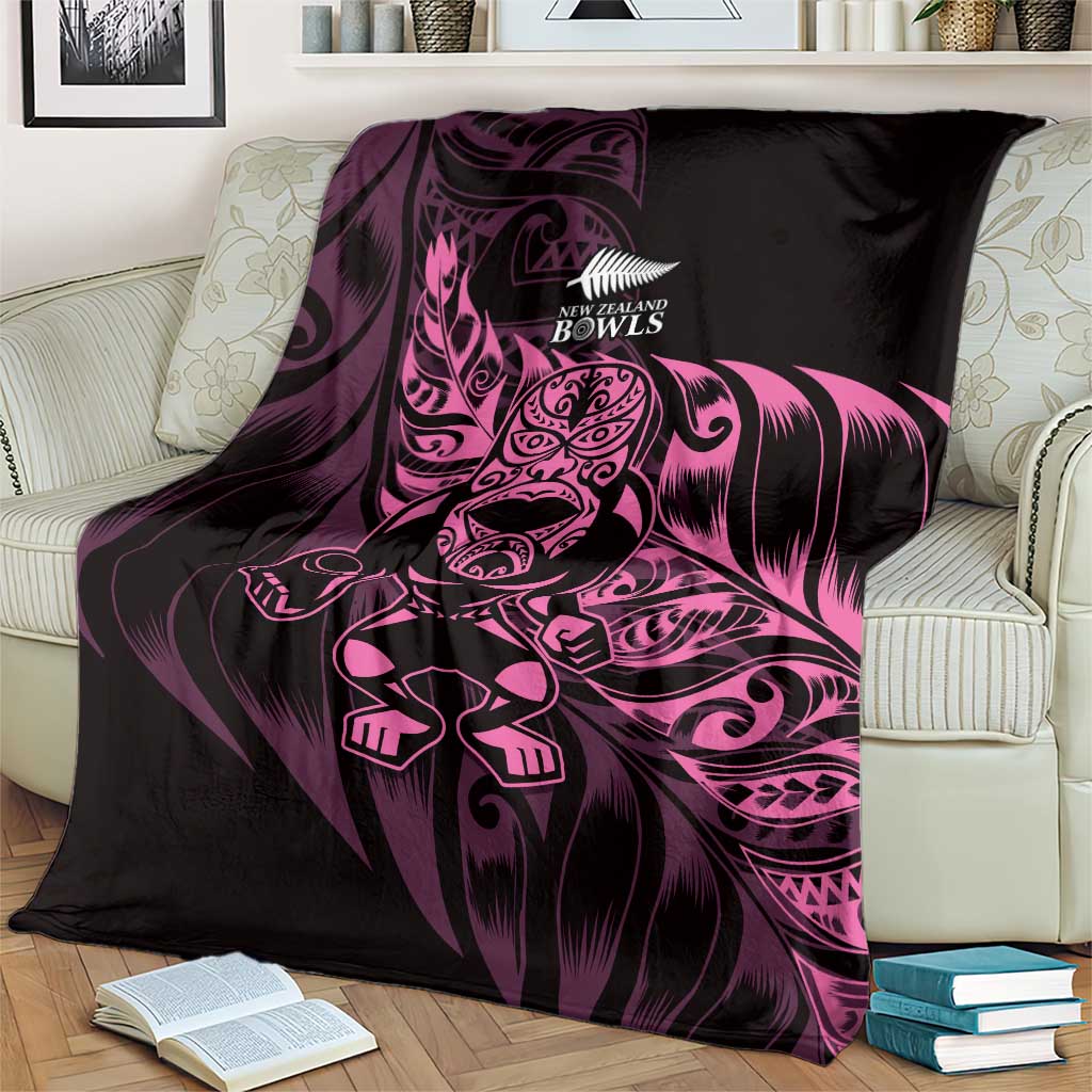 New Zealand Lawn Bowls Blanket Pink Maori Warrior Tribal Silver Fern LT9 - Polynesian Pride