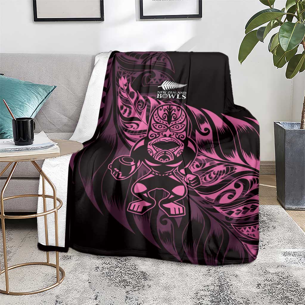 New Zealand Lawn Bowls Blanket Pink Maori Warrior Tribal Silver Fern LT9 - Polynesian Pride