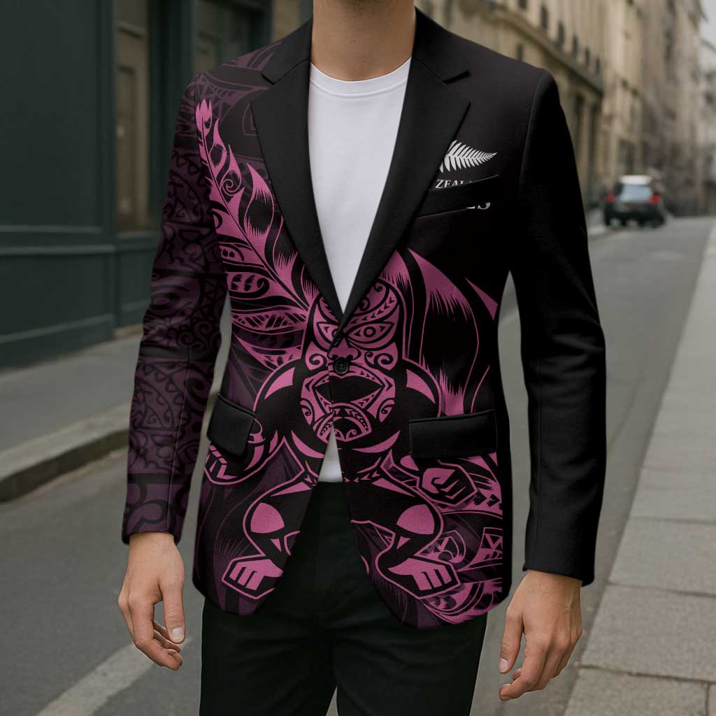 New Zealand Lawn Bowls Custom Blazer Pink Maori Warrior Tribal Silver Fern - Polynesian Pride