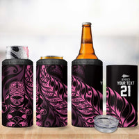 New Zealand Lawn Bowls Custom 4 in 1 Can Cooler Tumbler Pink Maori Warrior Tribal Silver Fern LT9 - Polynesian Pride