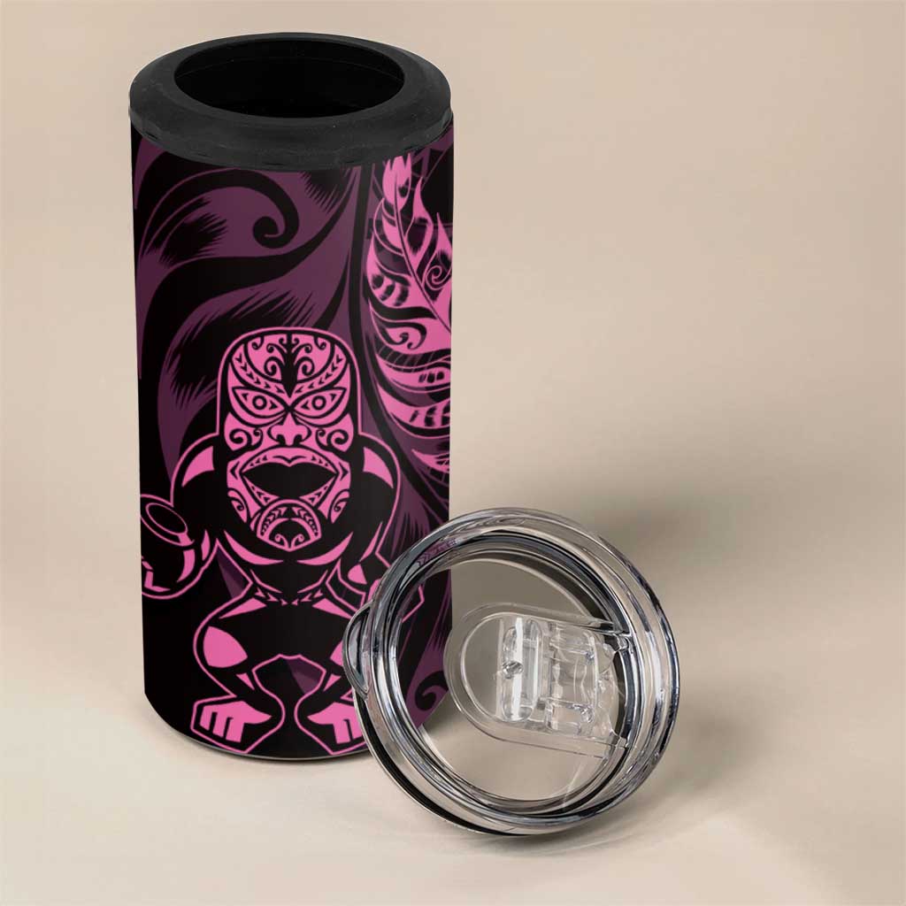 New Zealand Lawn Bowls Custom 4 in 1 Can Cooler Tumbler Pink Maori Warrior Tribal Silver Fern LT9 - Polynesian Pride