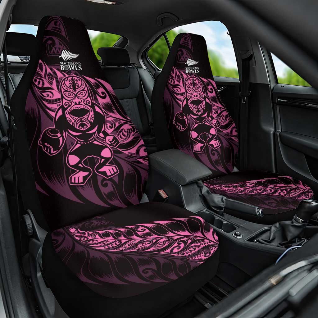 New Zealand Lawn Bowls Car Seat Cover Pink Maori Warrior Tribal Silver Fern - Polynesian Pride
