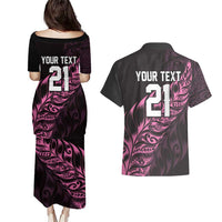 New Zealand Lawn Bowls Custom Couples Matching Puletasi and Hawaiian Shirt Pink Maori Warrior Tribal Silver Fern LT9 - Polynesian Pride