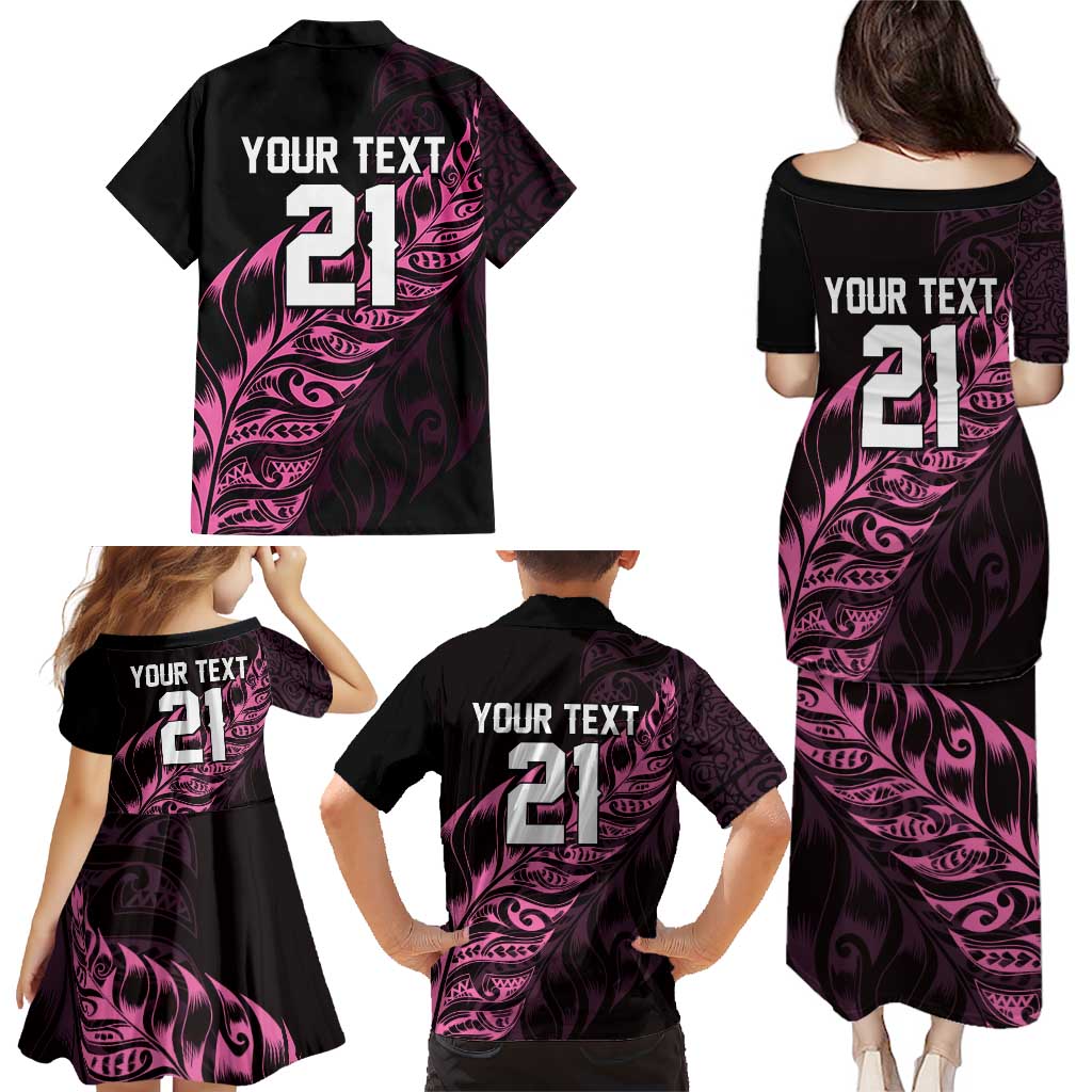 New Zealand Lawn Bowls Custom Family Matching Puletasi and Hawaiian Shirt Pink Maori Warrior Tribal Silver Fern LT9 - Polynesian Pride