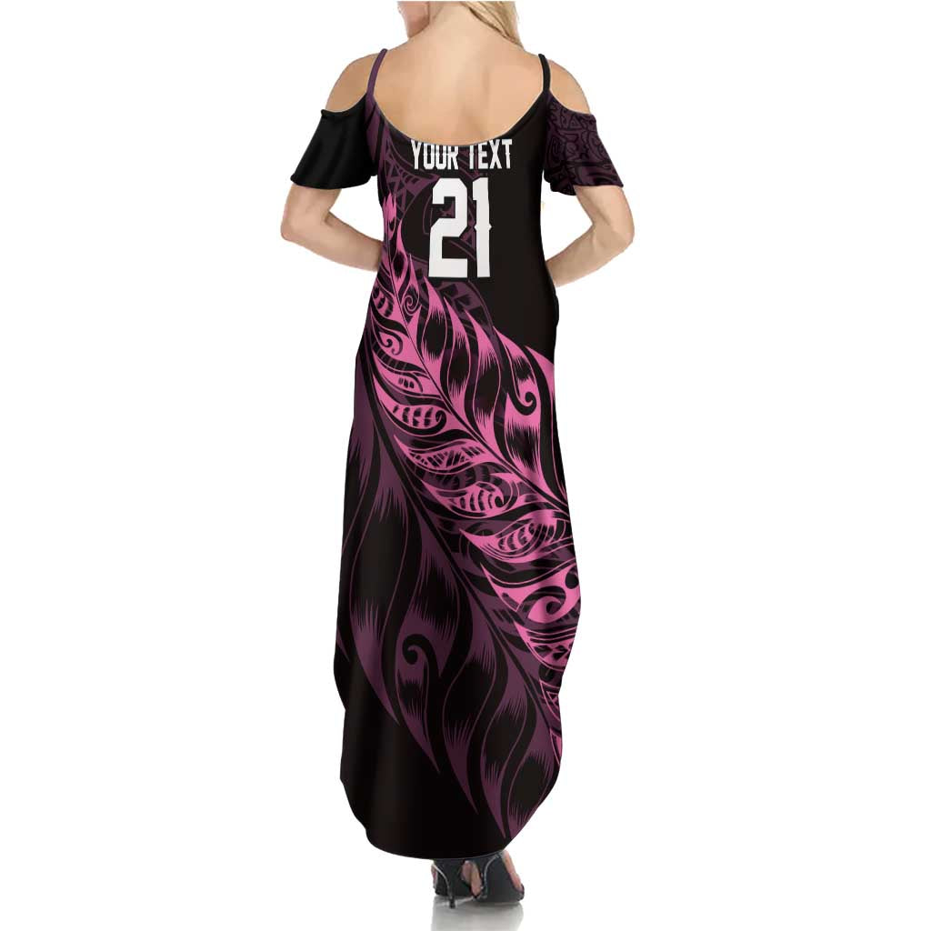 New Zealand Lawn Bowls Custom Family Matching Summer Maxi Dress and Hawaiian Shirt Pink Maori Warrior Tribal Silver Fern LT9 - Polynesian Pride