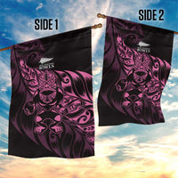 New Zealand Lawn Bowls Garden Flag Pink Maori Warrior Tribal Silver Fern - Polynesian Pride