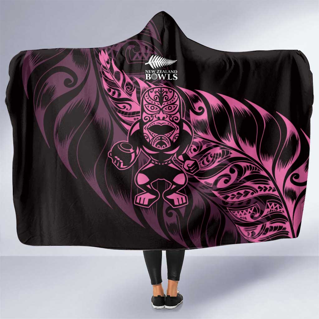 New Zealand Lawn Bowls Hooded Blanket Pink Maori Warrior Tribal Silver Fern LT9 One Size Pink - Polynesian Pride