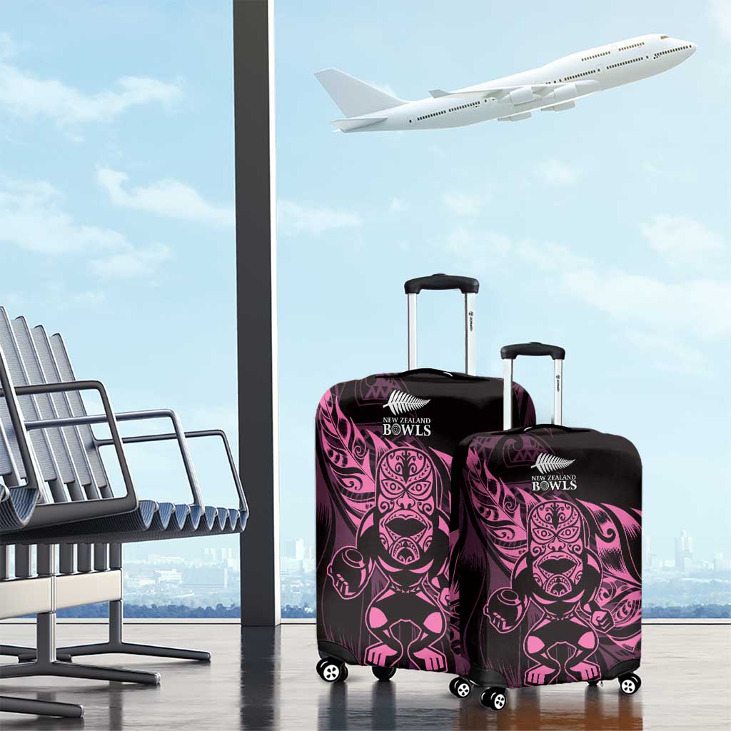 New Zealand Lawn Bowls Luggage Cover Pink Maori Warrior Tribal Silver Fern - Polynesian Pride