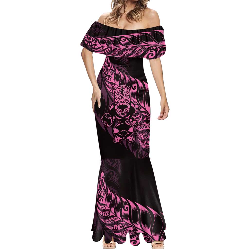 New Zealand Lawn Bowls Custom Mermaid Dress Pink Maori Warrior Tribal Silver Fern LT9 - Polynesian Pride