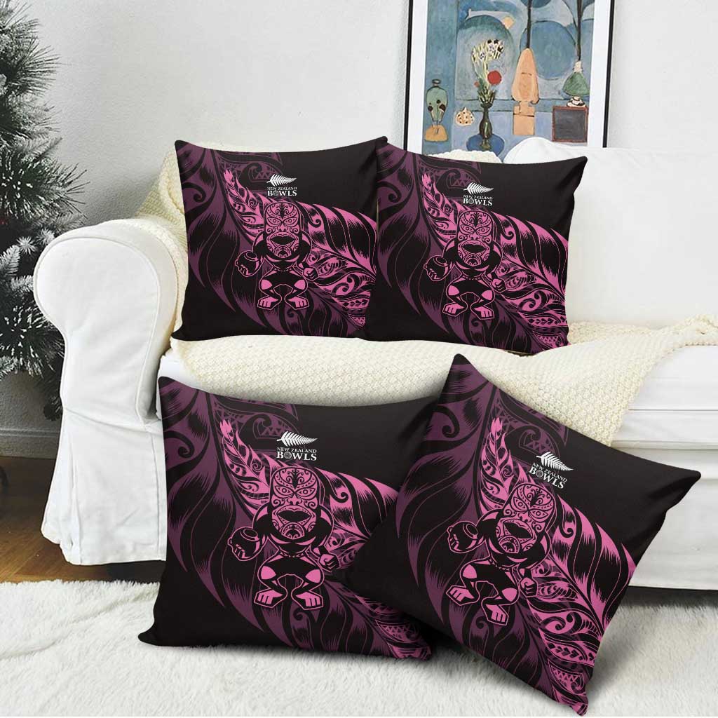 New Zealand Lawn Bowls Pillow Cover Pink Maori Warrior Tribal Silver Fern - Polynesian Pride