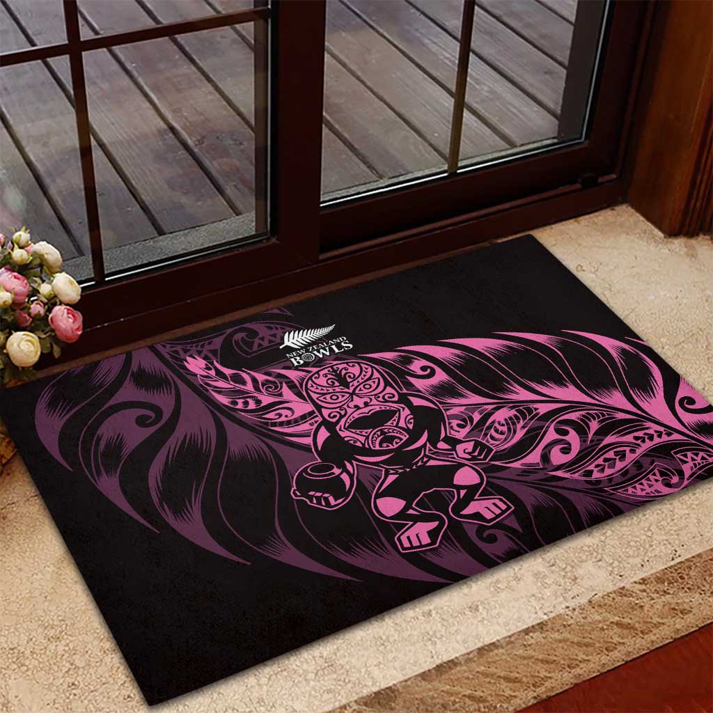 New Zealand Lawn Bowls Rubber Doormat Pink Maori Warrior Tribal Silver Fern - Polynesian Pride