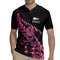 New Zealand Lawn Bowls Custom Rugby Jersey Pink Maori Warrior Tribal Silver Fern - Polynesian Pride