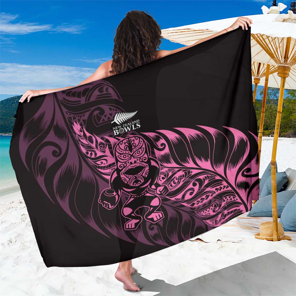 New Zealand Lawn Bowls Sarong Pink Maori Warrior Tribal Silver Fern - Polynesian Pride