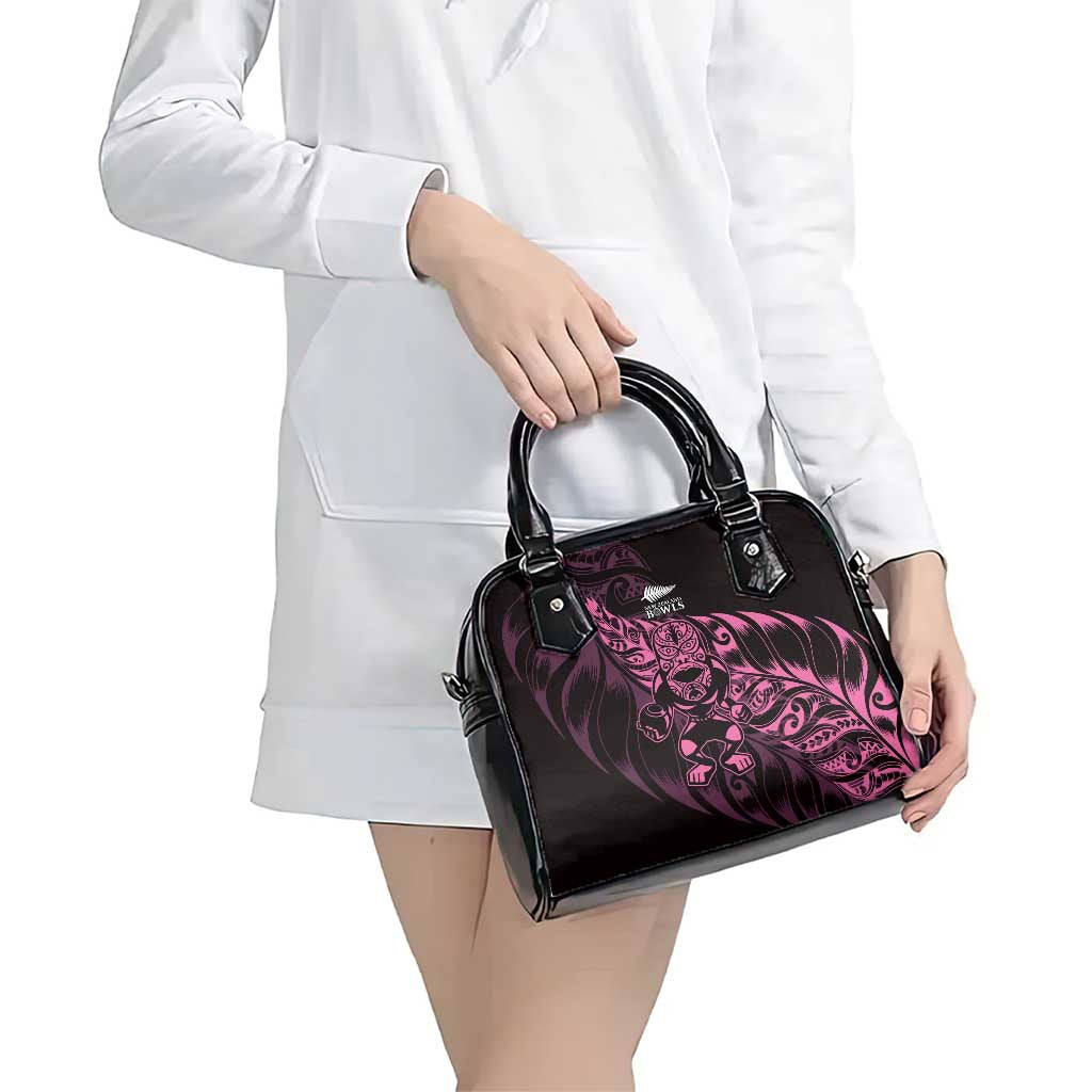 New Zealand Lawn Bowls Shoulder Handbag Pink Maori Warrior Tribal Silver Fern - Polynesian Pride