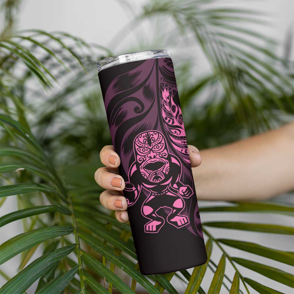 New Zealand Lawn Bowls Custom Skinny Tumbler Pink Maori Warrior Tribal Silver Fern LT9 - Polynesian Pride